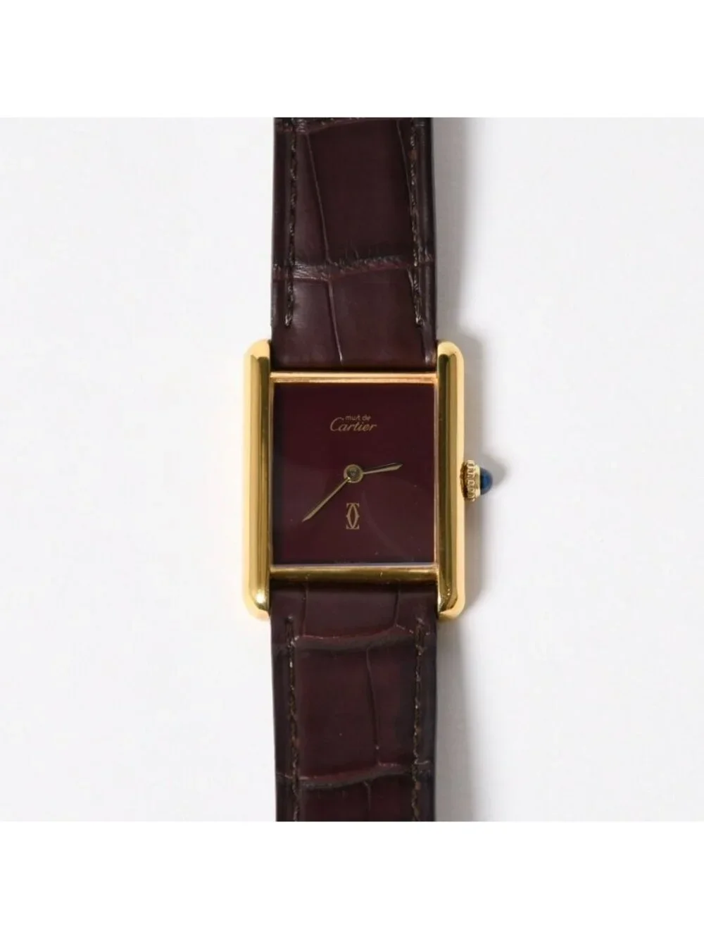 Cartier Tank LM Vermeil Must LM Watch Leather Bordeaux Dial Manual Wind